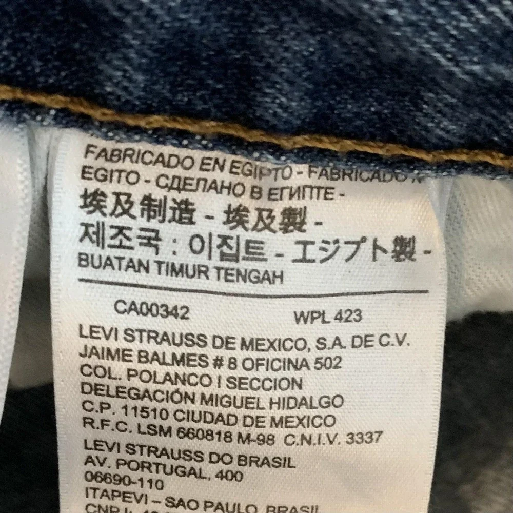 Levis 501 Jeans Mens 34x32 (33x29) Medium Wash‎ Blue Straight Button Fly Denim
